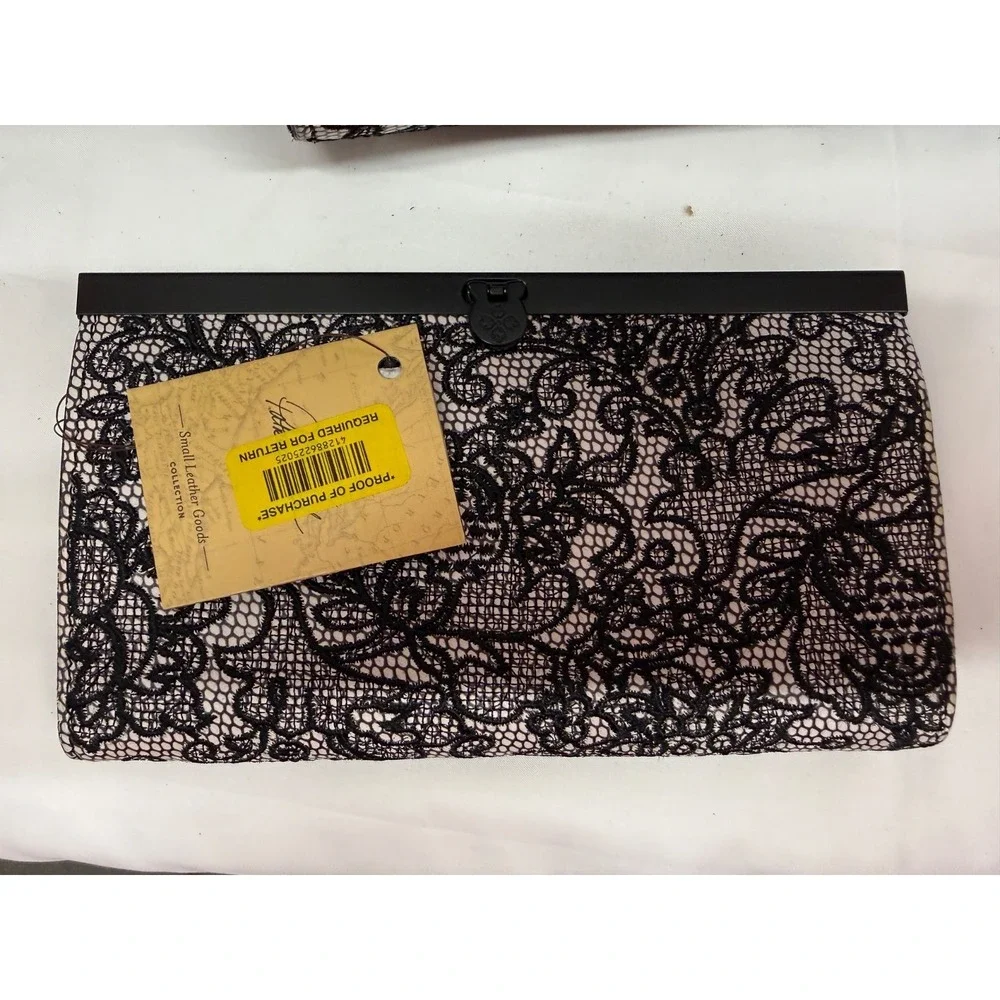 NWT PATRICIA NASH CAUCHY LEATHER FRAME CLUTCH WALLET BLACK CHANTILLY‎ LACE $129